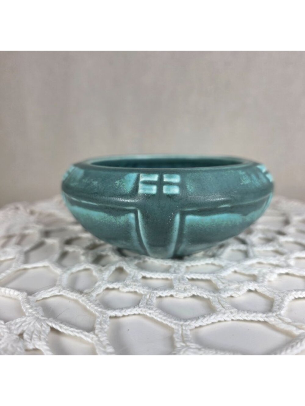 1929 Rookwood Pottery Turquoise Matte Glaze Art Deco Bowl Shape 2133